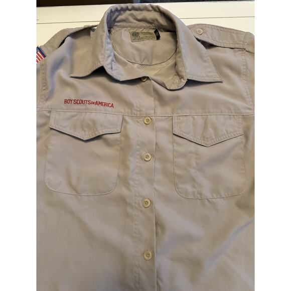 Boy Scouts of America BSA Women's Shirt Tan Medium Vented Poly Microfiber Plain - Picture 2 of 6